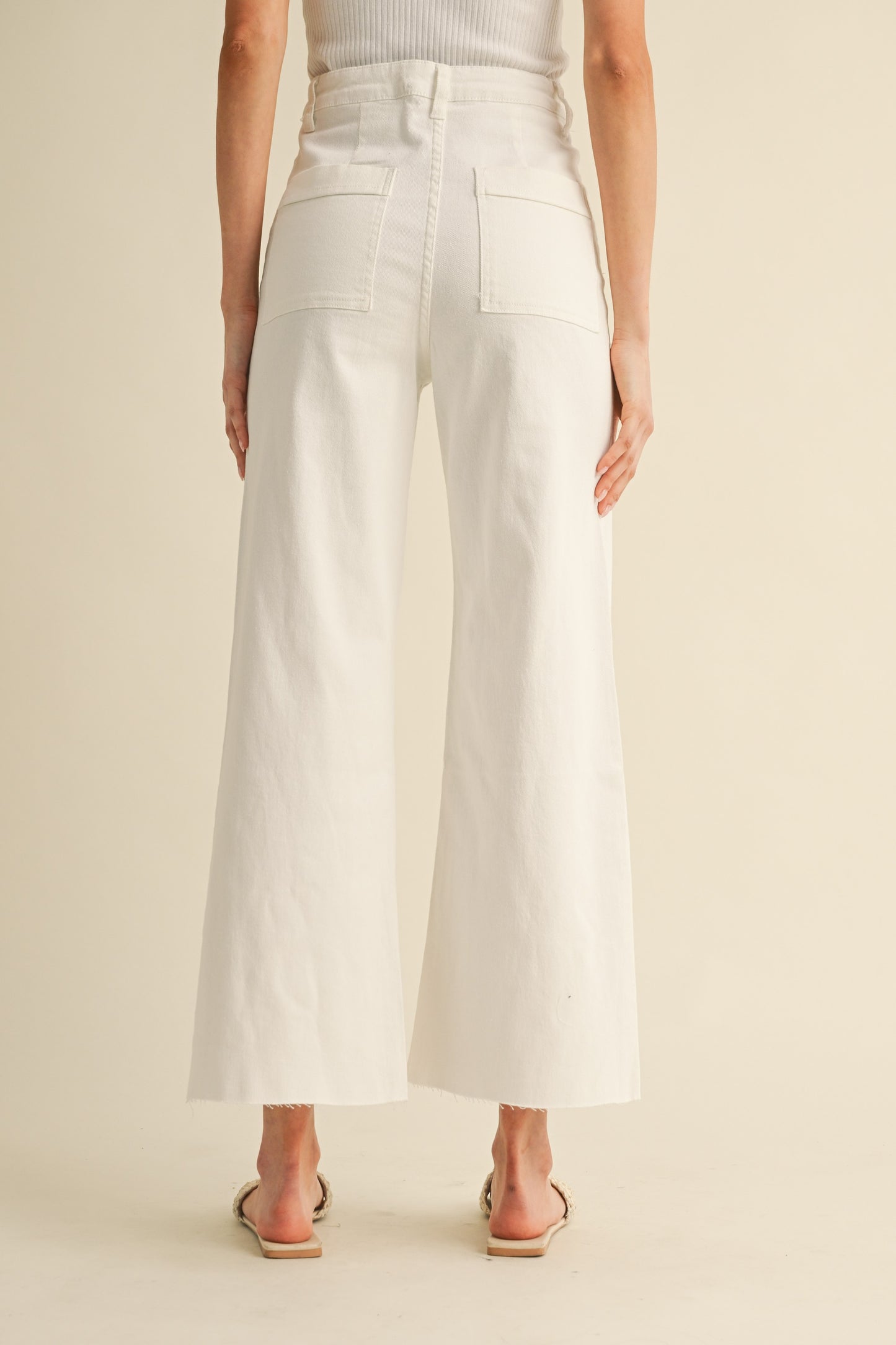 AP6051 Front Two Pocket Stretch Wide Leg Denim Jeans
