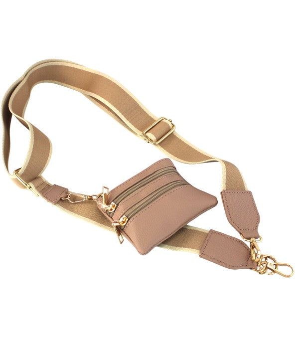 C001 - Stripe Clip & Go Crossbody Strap With Pouch