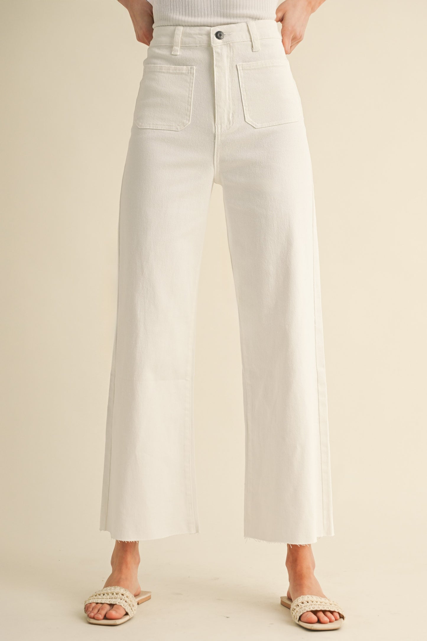 AP6051 Front Two Pocket Stretch Wide Leg Denim Jeans