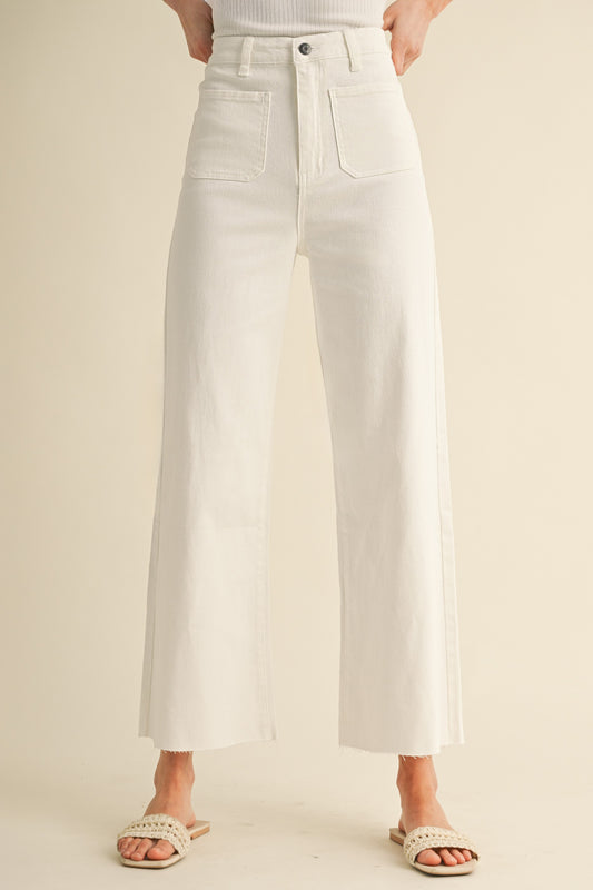 AP6051 Front Two Pocket Stretch Wide Leg Denim Jeans