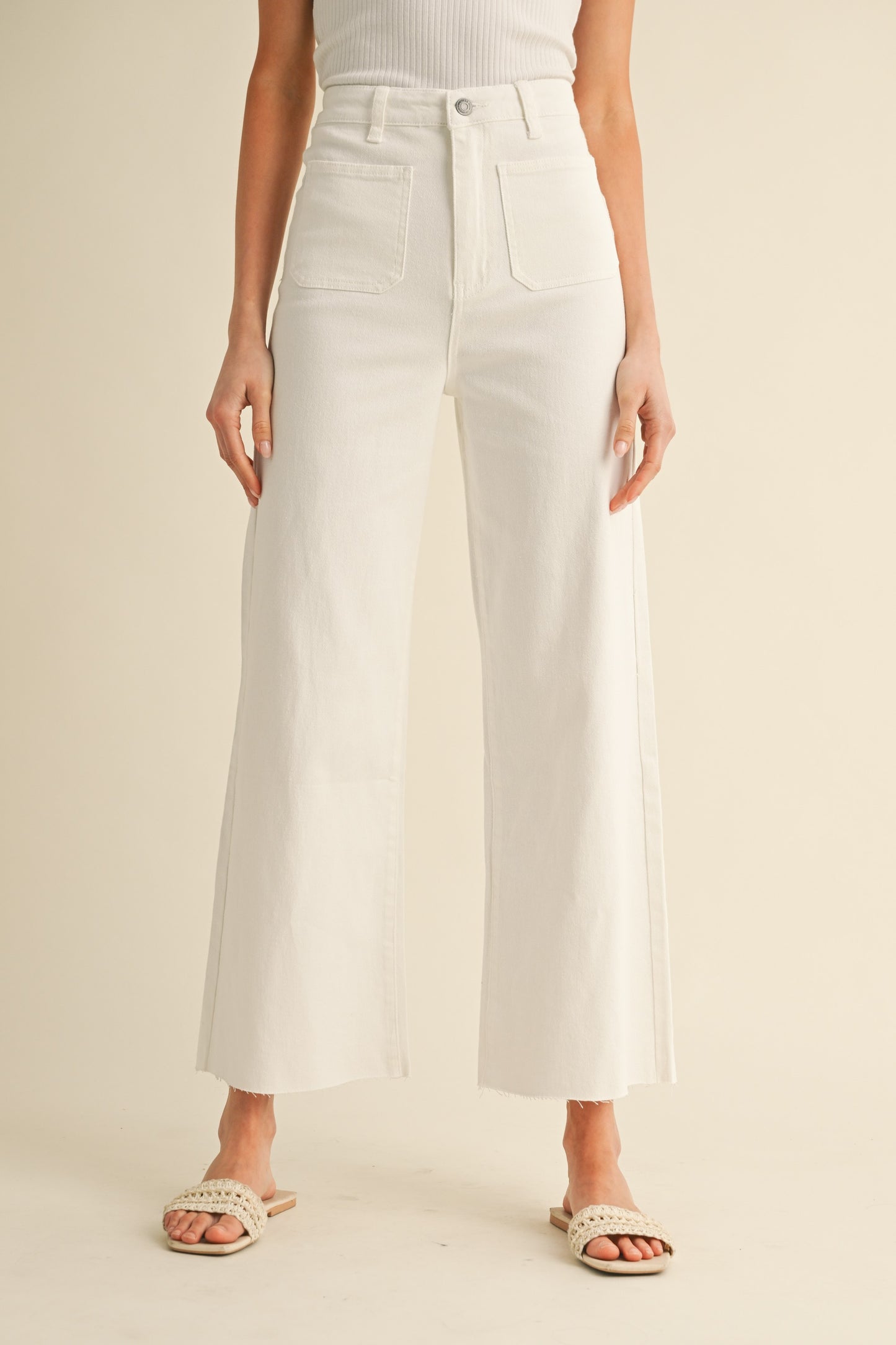 AP6051 Front Two Pocket Stretch Wide Leg Denim Jeans