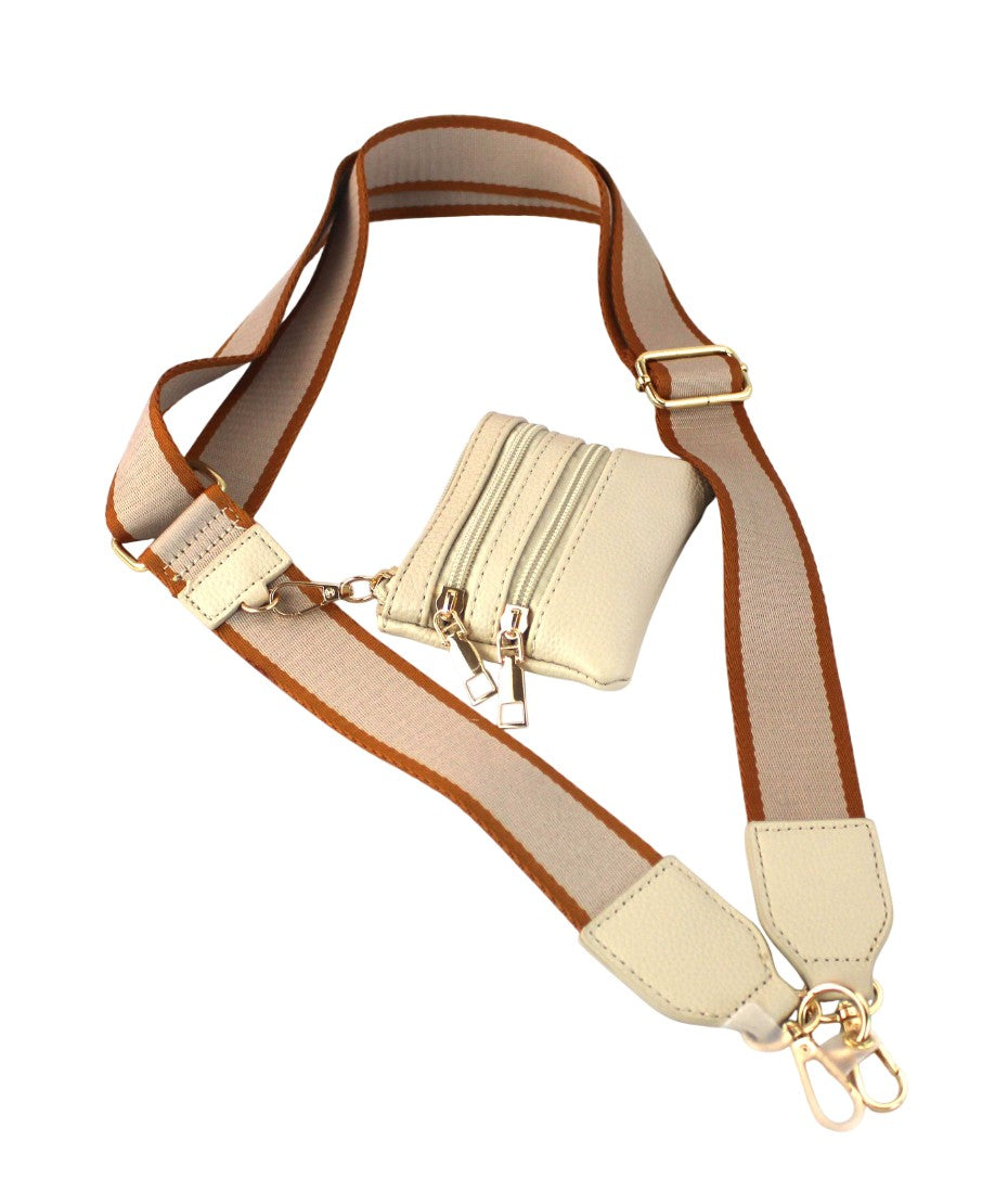 C001 - Stripe Clip & Go Crossbody Strap With Pouch